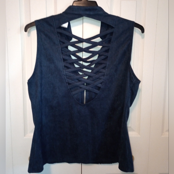 Blue Suede Vest NWOT - Picture 4 of 5